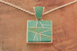 Calvin Begay Genuine Kingman Turquoise Sterling Silver Navajo Pendant